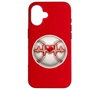 Custodia per iPhone 16 Amo la palla da baseball Heartbeat, giocatore di cuore, allenatore, amante dei tifosi