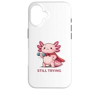 Custodia per iPhone 16 Ancora provando | Simpatico supereroe Axolotl Gym Motivazione