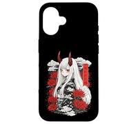 Custodia per iPhone 16 Anime Oni Ragazza Giapponese Kanji Ragno Giglio Fiori Harajuku
