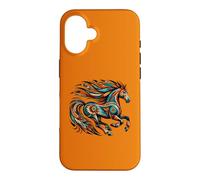 Custodia per iPhone 16 Arancione cavallo nativo americano