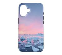 Custodia per iPhone 16 Arctic Iceberg Field Sotto Rosa Polare Alba Paesaggio