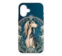 Custodia per iPhone 16 Art Nouveau Saluki Dog Floral Design Vintage
