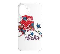 Custodia per iPhone 16 Arte regionale con stelle scozzesi floreali dell'Alaska