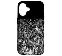 Custodia per iPhone 16 Arte vintage delle leggende della foresta di Cryptids Bigfoot Mothman
