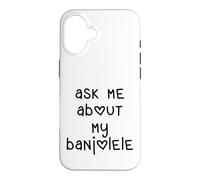 Custodia per iPhone 16 Ask Me About My Banjolele Ukulele Cuore Lettere