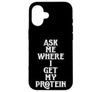 Custodia per iPhone 16 Ask Me Where I Get My Protein Funny Vegetarian & Vegan Joke