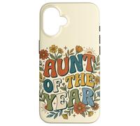 Custodia per iPhone 16 Aunt of the Year Retro Floral Auntie