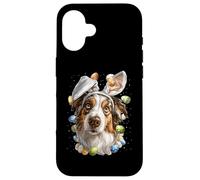 Custodia per iPhone 16 Australian Shepherd - Uova di coniglio pasquale australiano orecchie da coniglio