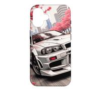 Custodia per iPhone 16 Auto da corsa JDM Drift vintage Tokyo Sakura Flower Blossom Art