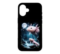 Custodia per iPhone 16 Axolotl Ululando alla Luna 90's Retro