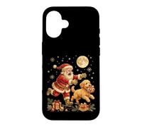 Custodia per iPhone 16 Babbo Natale che insegue il cane con regalo rubato divertente Natale