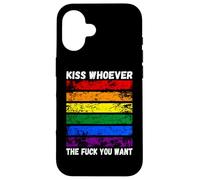 Custodia per iPhone 16 bacia chi vuoi Bandiera arcobaleno LGBTQI