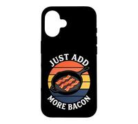 Custodia per iPhone 16 Bacon Lover Just Add More Bacon Cast Iron Skillet Retro