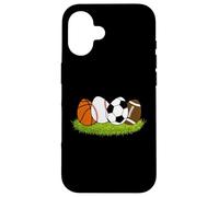 Custodia per iPhone 16 Bambini Pasqua Ragazzi Calcio Baseball Basket Calcio Coniglietti