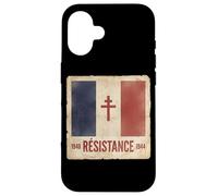 Custodia per iPhone 16 Bandiera della Francia con croce di Lorena 1940-1944