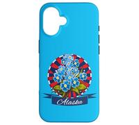 Custodia per iPhone 16 Bandiera dell'Alaska Alpine Forget Me Not Patriotic Proud Alaska USA