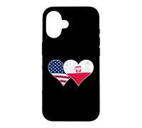 Custodia per iPhone 16 Bandiere USA e Polonia - Cuori vintage americani e polacchi