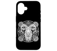 Custodia per iPhone 16 Baphomet satanista, testa di metallo Halloween, satanismo