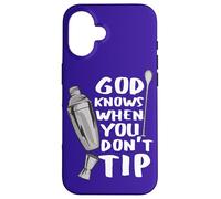 Custodia per iPhone 16 Bar Work God Knows When You Don't Tip Citazione divertente Barman
