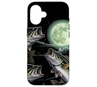 Custodia per iPhone 16 Bass Fish Howling The Moon Vintage Pescatore Pescatore Regali