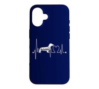 Custodia per iPhone 16 Bassotto Battito Cuore ECG Cane Divertente Wiener Testardo Grafica