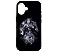 Custodia per iPhone 16 Batman v Superman Wonder Woman Rainy Night