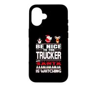 Custodia per iPhone 16 Be Nice To The Trucker Santa Is Watching Funny Christmas