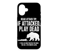 Custodia per iPhone 16 Bear Attack Tip Se Attaccato Gioca Morto Divertente Escursionismo Umorismo
