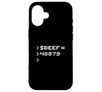 Custodia per iPhone 16 BEEF 8-Bit Hex Code Nerd Pixel Terminal Retro