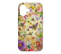 Custodia per iPhone 16 Bees Boho Wildflowers foglie e vetro colorato floreale