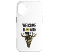 Custodia per iPhone 16 Benvenuti al Wild West Bull Skull Vintage Western Logo
