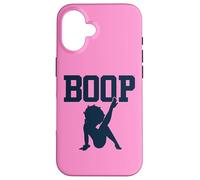 Custodia per iPhone 16 Betty Boop Gamba Calcio Silhouette College Sport Testo
