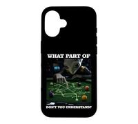 Custodia per iPhone 16 Billiards Physics Alien Nerd Pool Player