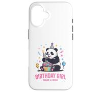 Custodia per iPhone 16 Birthday Girl Design Panda Cupcake Esprimi un desiderio