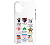 Custodia per iPhone 16 BLM Human Rights Feminism Trans Science Books LGBTQ Kindness