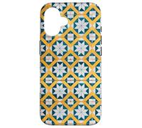 Custodia per iPhone 16 Blu Bianco Giallo Portogallo Lisbona Tile Pattern