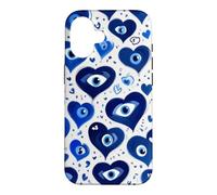 Custodia per iPhone 16 Blu scuro scuro Evil Eye Greco Eye Cute Heart Eye Pattern