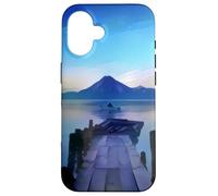 Custodia per iPhone 16 Blue Volcano Pier Lago Atitlán - Guatemala Art