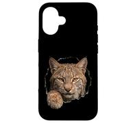 Custodia per iPhone 16 Bobcat Breaking Through Torn Hole Wild Cat Graphic