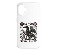 Custodia per iPhone 16 Boho Drago Bere Caffè Folk Art Mitico Bestia
