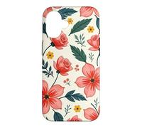 Custodia per iPhone 16 Bold Teal verde foglie rosso rosa fiori floreali