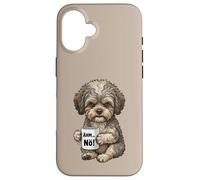 Custodia per iPhone 16 Bolonka cane con tazza di caffè dice di no, uh semplicemente nö