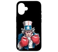 Custodia per iPhone 16 Boxe patriottica con Sam e Cool Top Hat Uncle