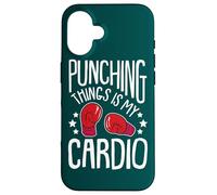 Custodia per iPhone 16 Boxer Citazione Punching Things Is My Cardio Funny Boxing