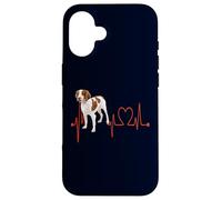 Custodia per iPhone 16 Brittany Dog Heartbeat ECG I miei cani sono il mio cardio