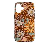 Custodia per iPhone 16 Brown Flowers Meadow Floral Retro Groovy Aesthetic Women