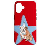 Custodia per iPhone 16 Bulldog inglese Party Dog Art | Simpatico design di compleanno