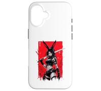 Custodia per iPhone 16 Bunny Anime Girl Samurai Stile Giapponese Guerriero Grafica