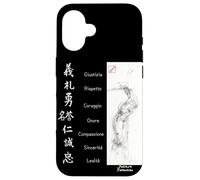 Custodia per iPhone 16 Bushido Sumi-e Samurai 7 Virtù Kanji Giapponese in Italiano
