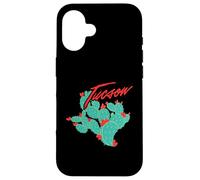 Custodia per iPhone 16 Cactus dell'Arizona con fiori rossi Tucson Vintage Souvenir